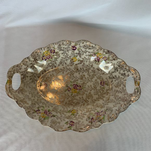 Vintage James Kent Pearl Delight Trinket Bowl Duchess Gold Trim - Picture 3 of 13